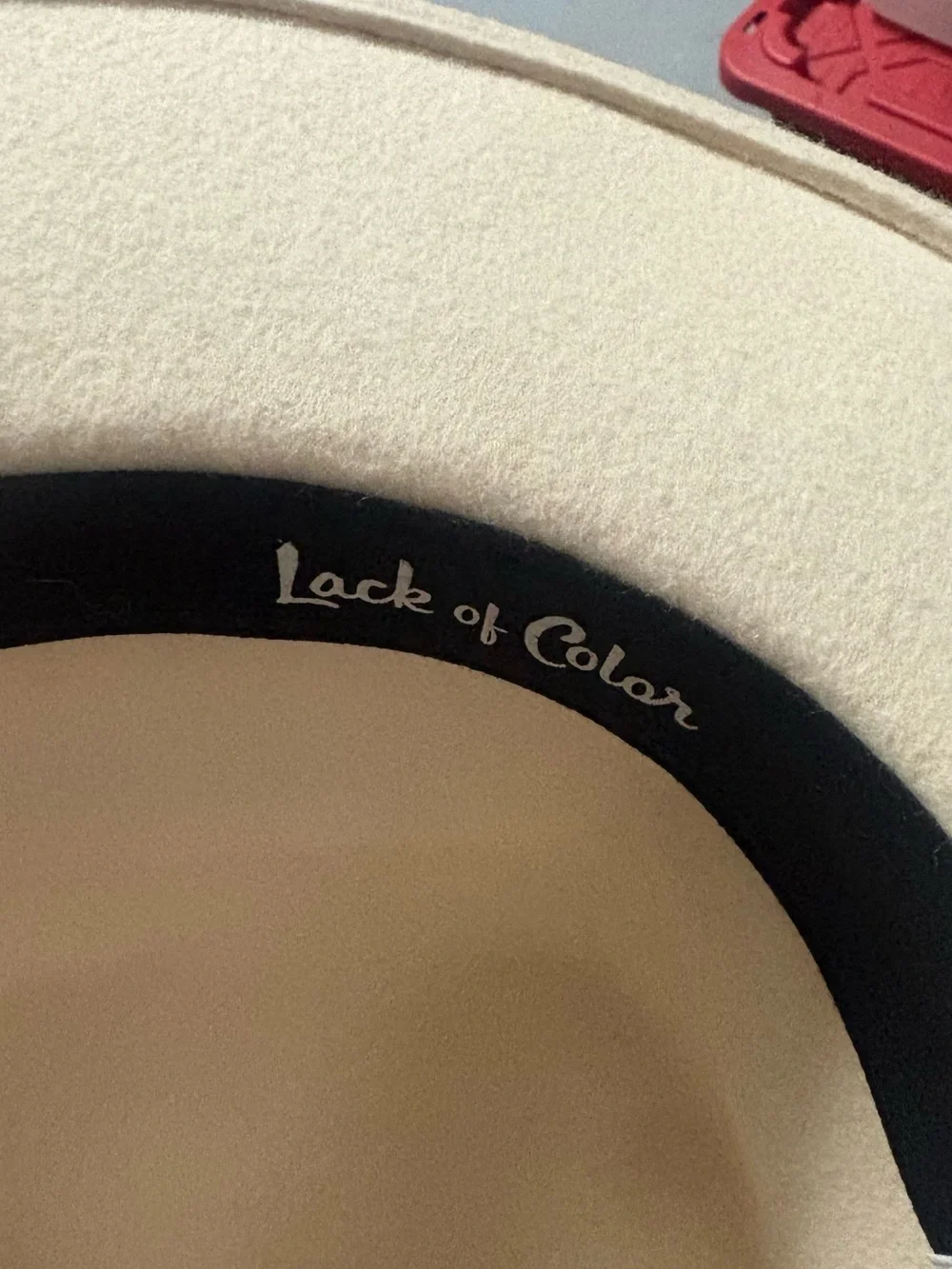 Lack Of Color Cream Wide-Brim Fedora with Tan Band